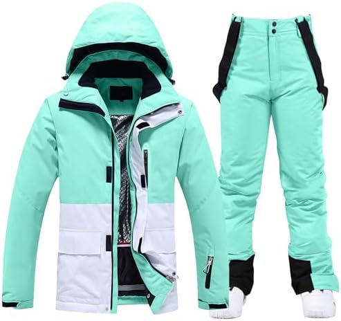 Women's Ski Jackets and Pants Set Waterproof Insulated Snowsuit Winter Warm Skisuit Fashion Snowboarding Snow Coat