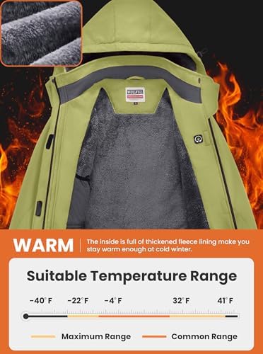 WULFUL Women's Waterproof Ski Jacket Warm Winter Coats Windproof Winter Jackets for Women Fleece Lined Windbreaker with Hood