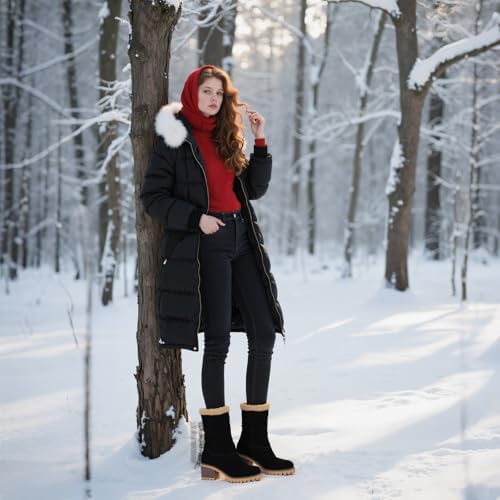 AOSPHIRAYLIAN Snow Boots Women Fur Lined Winter Boots Slip on Warm Shoes