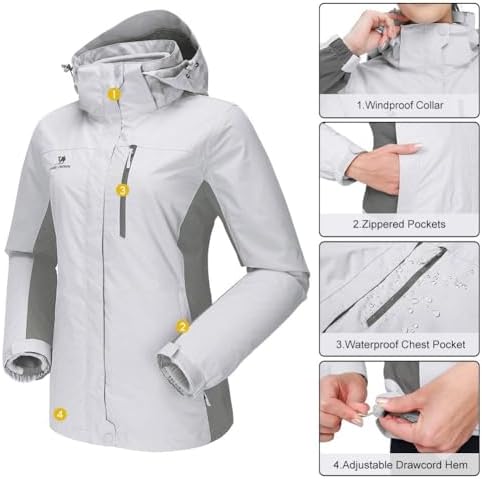 CAMEL CROWN Women's Waterproof Ski Jacket 3 in 1 Winter Coat Windbreaker Snowboard Jackets for Rain Snow Outdoor Hiking