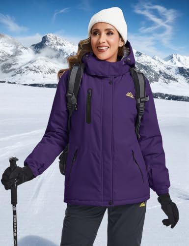 TACVASEN Women's Waterproof Winter Jacket Ski Hooded Insulated Jacket Fleece Warm Snow Outdoor Rain Windbreaker