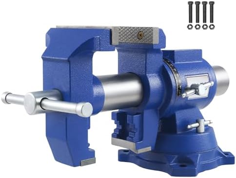 FATO 5” 360° Ductile Iron Bench Vise, 8800LB Force Blue