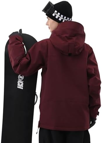 Womens Snowboard Jacket 3L Baggy Anorak Ski Pullover Hoodie