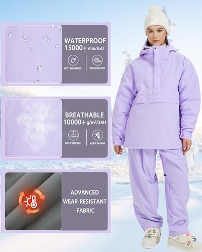 Womens Mens Ski Snow Anorak Jacket Waterproof Hooded Warm Snowboarding Outwear Winter Baggy Oversize Zipper Coat