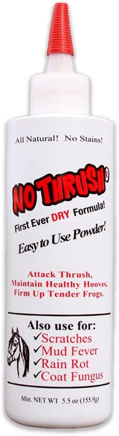 Four Oaks Farm Ventures, No Thrush Dry Powder Treatment for Horses - Wound Care, Scratches, Rain Rot, Mud Fever, Coat Issues - All Natural Ingredients, Non-caustic, Easy to Use Powder Formula (5.5 oz)