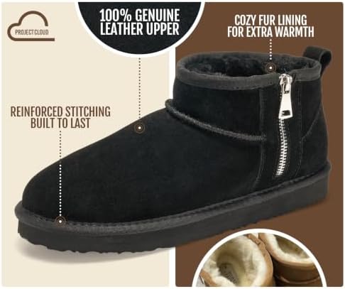 Project Cloud 100% Genuine Leather Womens Boots Ankle Boots for Women Shoes