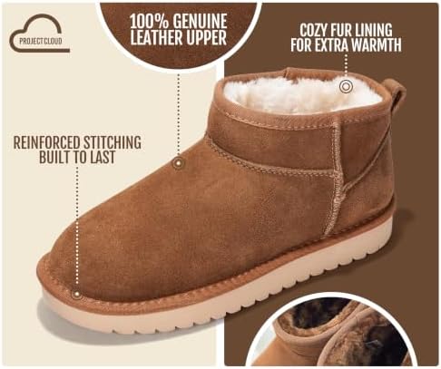 Project Cloud 100% Genuine Leather Womens Boots Ankle Boots for Women Shoes
