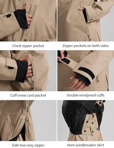 GSOU SNOW Women's Ski Jacket Baggy Snowboard Jackets Hooded Coat