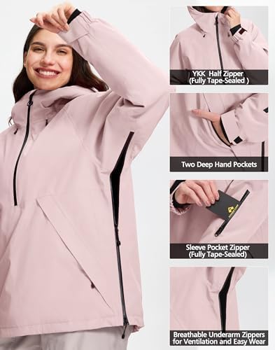 Pionner Camp Womens Ski Jacket Snow Coat Waterproof Baggy Anorak Snowboard Hoodie Insulated Pullover Winter Sports Mountain