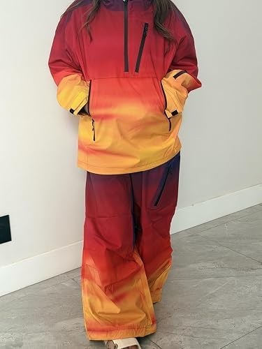 GSOU SNOW Womens Ski Jacket and Pants Set Baggy Snowboard Jacket Snow Suit