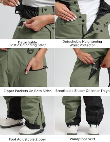 GSOU SNOW Mens Womens Snowboard Pants-Baggy Ski Snow Bibs