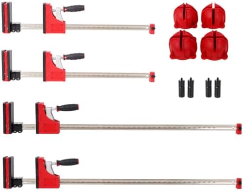 12PCS Parallel Clamps for Woodworking, 24 Inch Heavy Duty Bar Clamp Set with 1700 LBS Clamping Force, 90 Degree Precision Parallel Jaw Clamp with Bench Dogs and Framing Blocks