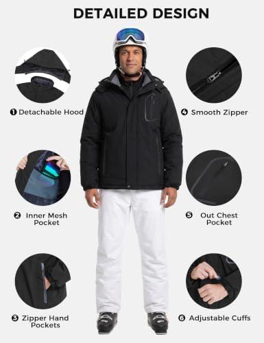 Men's Ski Jacket Windproof Waterproof Rain Coat Snow Winter Jacket
