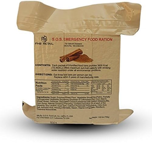 S.O.S.レーションズ 3600カロリー 非常食バー (シナモン+ココナッツ、2パック)