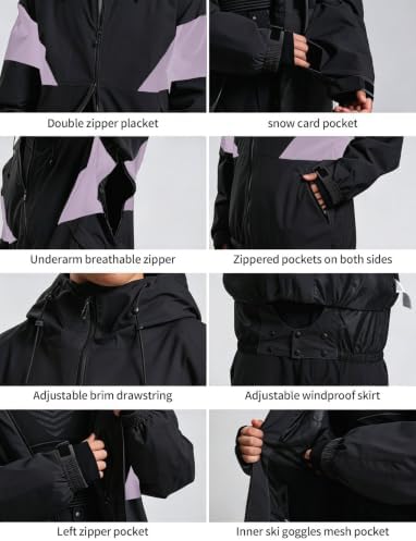 GSOU SNOW Womens Snowboard Jacket Baggy Ski Jacket Insulated Snow Coat