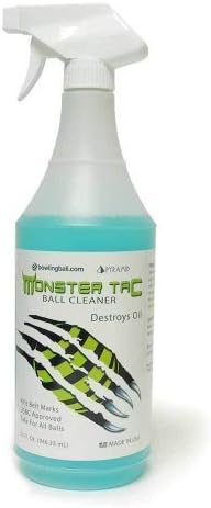 Pyramid bowlingball.com Monster Tac Bowling Ball Cleaner - Restores Tack & Hook, Removes Oil, Scuffs & Belt Marks from Reactive & Urethane Balls - USBC Approved - 4oz, 8oz, 32oz