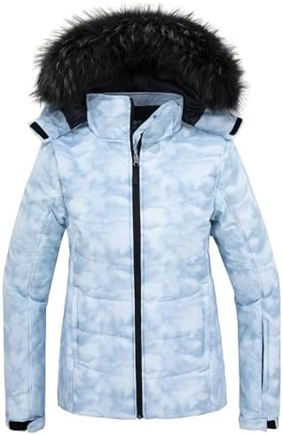 Women's Ski Jacket Waterproof Warm Puffer Thick Hooded Winter Coat