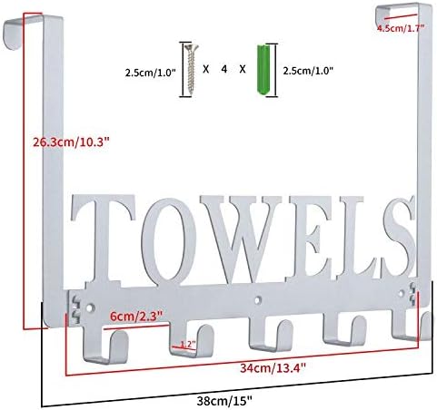 Over The Door Hooks, Towel Hooks for Bathroom, Towel Rack Towel Holder for Bathroom Bedroom Kitchen Pool Beach Towels Bathrobe Wall Mount Hang on The Door Cabinet Cupboard (Silver Grey)