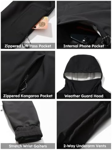 BUMP Yeti Waterproof Snowboard Hoodie for Men & Women, Fleece-Bonded Ski Hoodie