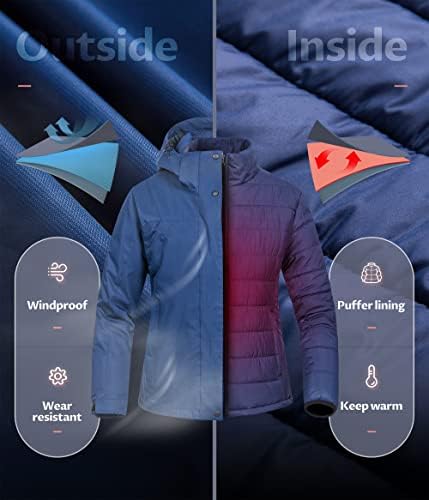 Women's 3 In 1 Waterproof Ski Jacket Windproof Snowboarding Jacket Warm Winter Snow Coat Raincoat