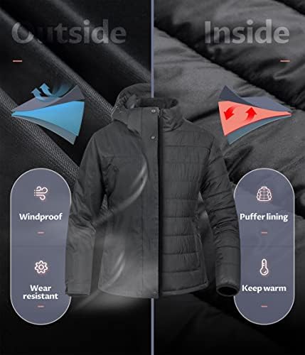 Women's 3 In 1 Waterproof Ski Jacket Windproof Snowboarding Jacket Warm Winter Snow Coat Raincoat