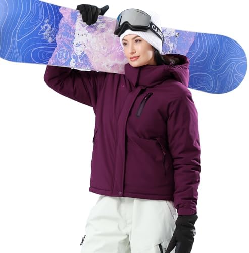 CAMEL CROWN Women's Winter Coats Hooded Ski Jacket Warm Fleece Waterproof Snowboard Jacket Windproof Windbreaker