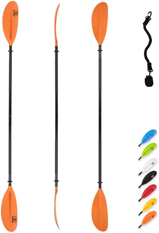 OCEANBROAD カヤックパドル 86インチ/218cm、90.5インチ/230cm、95インチ/241cm 合金シャフト カヤックボート カヌー用オール（パドルリーシュ付き）