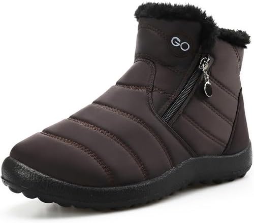 HARENCE Snow Boots for Women Winter Boot with Comfortable Warm Fur Lined Ankle Booties Outdoor Slip On Waterproof Short Boots