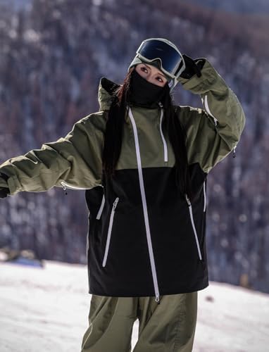 GSOU SNOW Mens Womens Baggy Snowboard Jacket Asym-Zip Ski Jacket