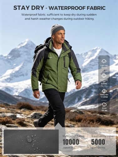 wantdo Men's Softshell Waterproof Polar Fleece Breathable Climbing Ski Coat