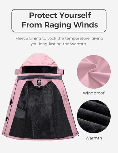 wantdo Women's Plus Size Ski Jacket Waterproof Winter Coat Snow Jacket Hood