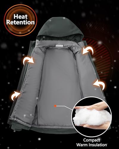 33,000ft Men's Hooded Waterproof 3 in 1 Snow Ski Jacket Winter Puffer Coat