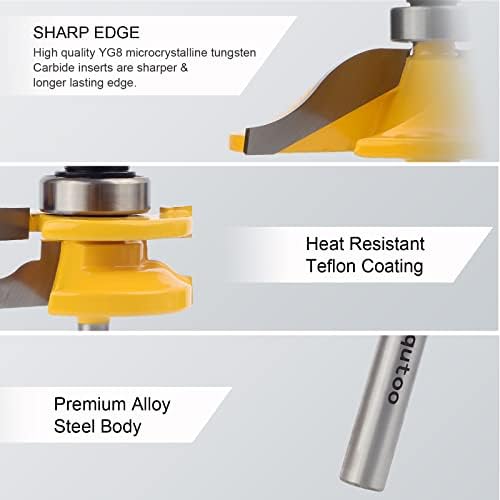 3PCS 1/4" Shank Router Bit Set,Raised Panel Cabinet Door Making Router Bits