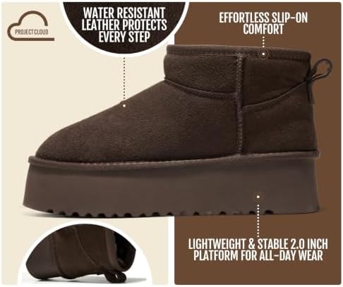 Project Cloud 100% Genuine Leather Ankle Boots for Women Platform Boots