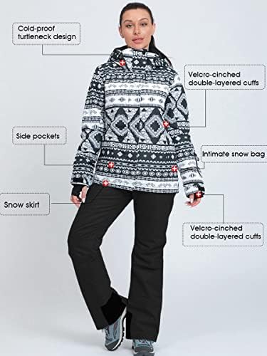 HOTIAN Women's 2 Piece Ski Jackets and Pants Set Skisuit Colorful Waterproof Windproof Insulated Snowsuit Snowboarding Coat