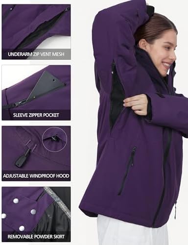 Pionner Camp Women's Ski Jacket 15k Waterproof Insulated Winter Snow Coat Rain Jacket for Skiing Snowboarding Hiking
