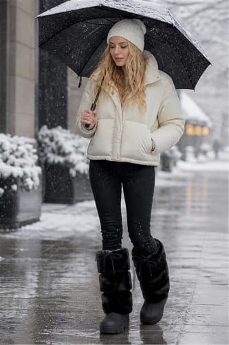 Waterfproof Snow Boots for Women Furry Fuzzy Faux Fur Duck Boots