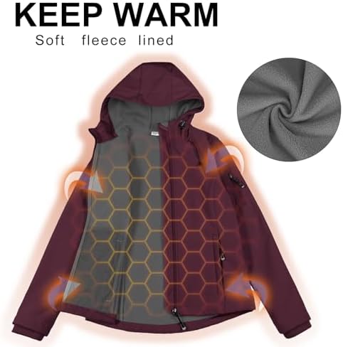 33,000ft Women's Softshell Jacket Waterproof Hooded Fleece Lined Rain Coat