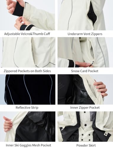 GSOU SNOW Ski Jacket Womens Men Baggy Snowboard Jacket 20K Waterproof