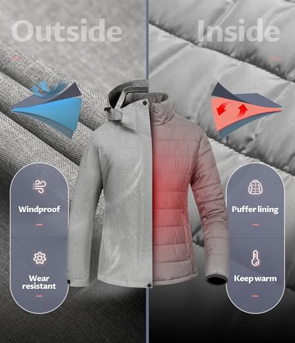 Women's 3 In 1 Waterproof Ski Jacket Windproof Snowboarding Jacket Warm Winter Snow Coat Raincoat
