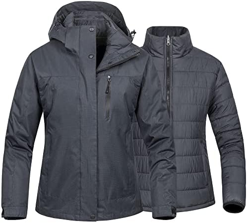 Women's 3 In 1 Waterproof Ski Jacket Windproof Snowboarding Jacket Warm Winter Snow Coat Raincoat