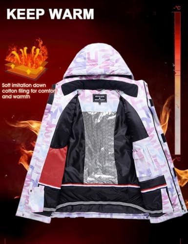 Women's Ski Jackets and Pants Set Waterproof Insulated Snowsuit Winter Warm Skisuit Fashion Snowboarding Snow Coat