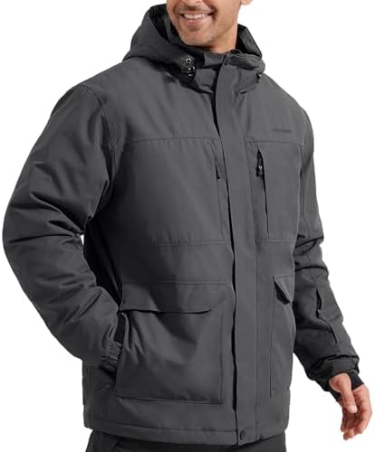 Men's Winter Waterproof Ski Snow Jacket with Hood