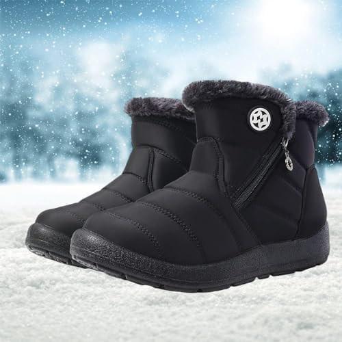 Eagsouni Snow Boots for Women Winter Waterproof Warm Zip Ankle Boots
