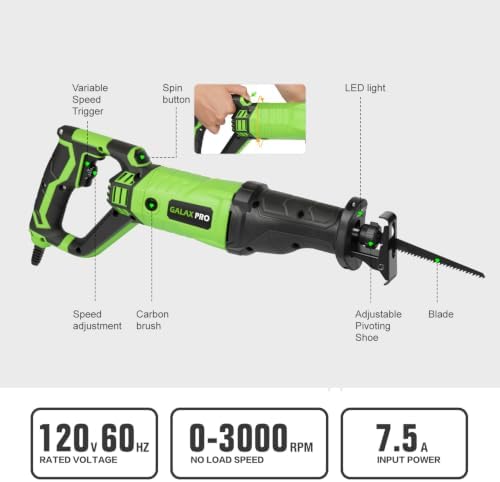 GALAX PRO 7.5A Reciprocating Saw,900w,Variable Speed,Adjustable angle,LED