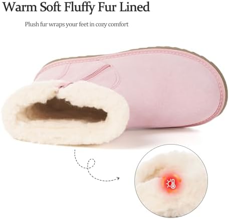 Hsyooes Snow Boots for Women Suede Leather Winter Boots Warm