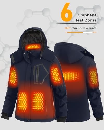 Wulcea Graphene Heated Jacket For Women 12V 18400mAh Fast Charge With Large Capacity