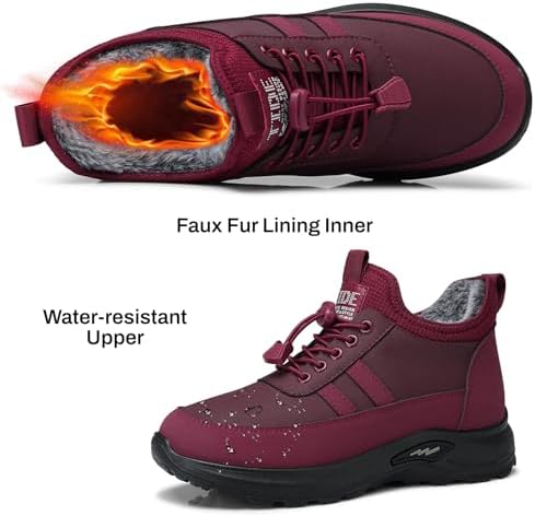 SHIBEVER Winter Snow Boots for Women: Warm Fur Lined Snow Ankle Booties