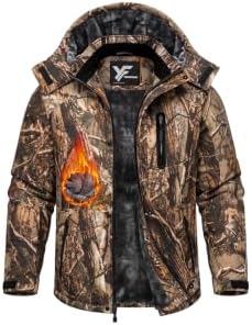 Yufawow Magnetic Placket No Fumbling Just Snap Men Winter Jacket Skiing Jacket Insulated Fleece Lined Waterproof Windbreaker for Snowboard Hiking Camping ATV Outdoor Work