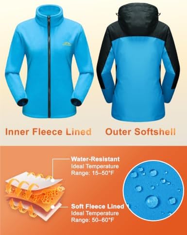 MAGCOMSEN Women's 3-in-1 Winter Coats Snow Ski Jacket Waterproof Windproof Fleece Lined Winter Jacket Parka